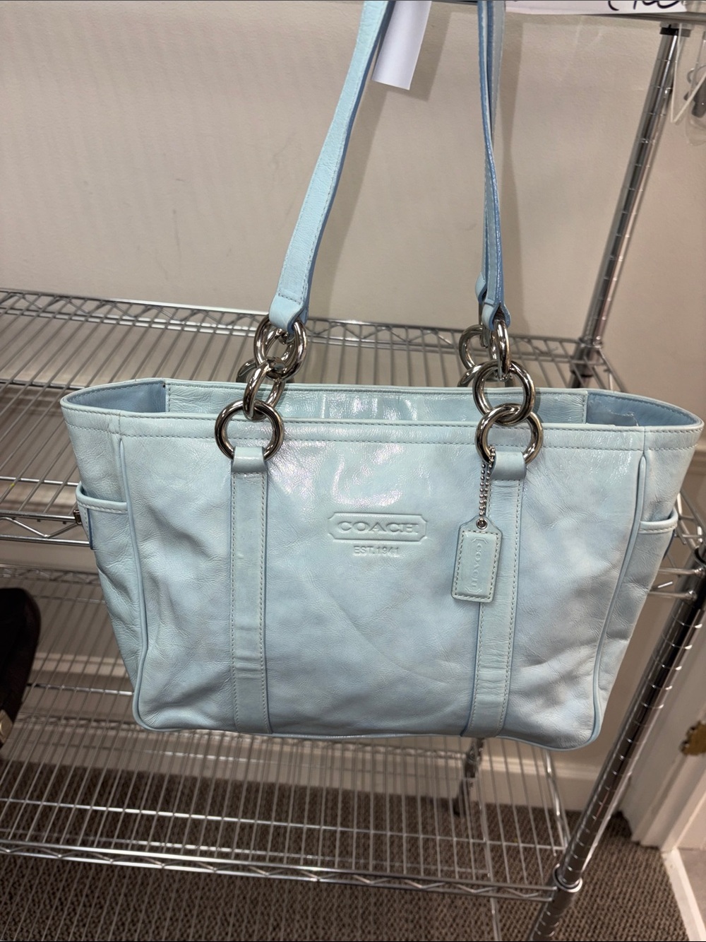 Coach East West February 2009 Gallery F12839 shoulder Bag Sky Ice Blue Prestine